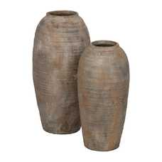 JARRÓN GRIS CERÁMICA DECORACIÓN 24 X 24 X 49 CM JARRÓN GRIS CERÁMICA DECORACIÓN 24 X 24 X 49 CM