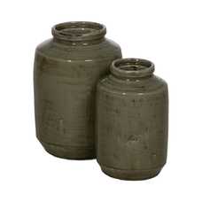 JARRÓN VERDE CERÁMICA DECORACIÓN 23,50 X 23,50 X 30 CM