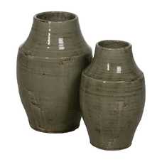 JARRÓN VERDE CERÁMICA DECORACIÓN 26,50 X 26,50 X 41 CM