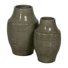 JARRÓN VERDE CERÁMICA DECORACIÓN 33 X 33 X 47 CM