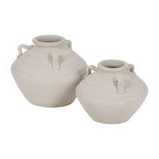 JARRÓN BLANCO CERÁMICA DECORACIÓN 40 X 40 X 30 CM JARRÓN BLANCO CERÁMICA DECORACIÓN 40 X 40 X 30 CM