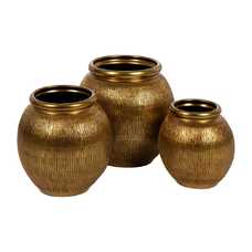 MACETERO ORO CERÁMICA DECORACIÓN 34 X 34 X 50 CM