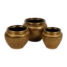 MACETERO ORO CERÁMICA DECORACIÓN 39 X 39 X 40 CM