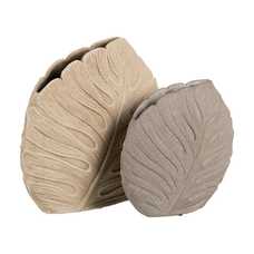 JARRÓN HOJAS CREMA CERÁMICA DECORACIÓN 39 X 40 CM JARRÓN HOJAS CREMA CERÁMICA DECORACIÓN 39 X 40 CM
