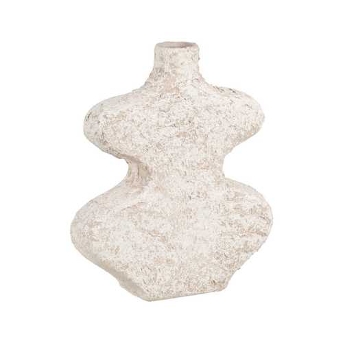 JARRÓN BLANCO RÚSTICO CERÁMICA 28 X 8 CM