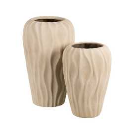 JARRÓN BEIGE CERÁMICA DECORACIÓN 27 X 27 X 40 CM