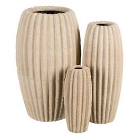 JARRÓN BEIGE CERÁMICA DECORACIÓN 19 X 19 X 50 CM