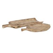 BANDEJA HOJA MADERA PAULONIA DECORACIÓN 42 X 24 X 5 CM