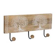 PERCHA BLANCO-NATURAL MADERA DE MANGO 38 X 5 X 18 CM