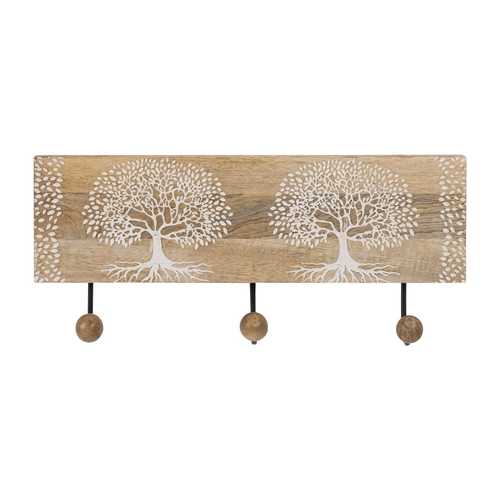 PERCHA BLANCO-NATURAL MADERA DE MANGO 38 X 5 X 18 CM