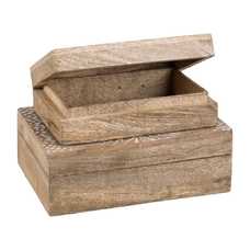 S/2 CAJAS BLANCO-NATURAL MADERA DE MANGO 25 X 18 X 9 CM S/2 CAJAS BLANCO-NATURAL MADERA DE MANGO 25 X 18 X 9 CM