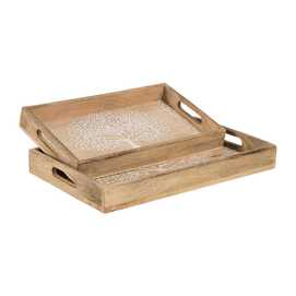 S/2 BANDEJAS BLANCO-NATURAL 43,50 X 27 X 5 CM