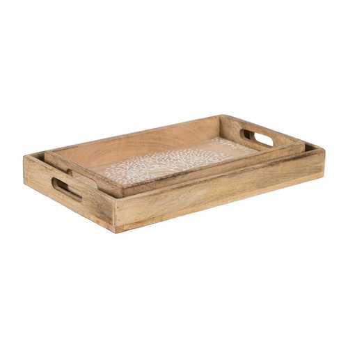 S/2 BANDEJAS BLANCO-NATURAL 43,50 X 27 X 5 CM