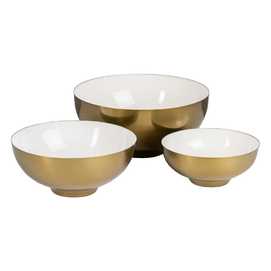 S/3 BOWL BLANCO-ORO HIERRO DECORACIÓN 30 X 30 X 14 CM