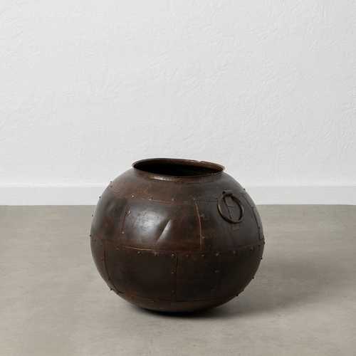 VASIJA COBRE ENVEJECIDO METAL DECORACIÓN 48 X 48 X 43 CM