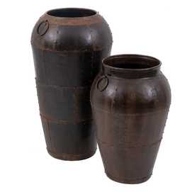 VASIJA COBRE ENVEJECIDO METAL DECORACIÓN 55 X 55 X 100 CM