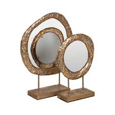 ESPEJO CON PIE ORO METAL DECORACIÓN 49 X 13 X 62,50 CM ESPEJO CON PIE ORO METAL DECORACIÓN 49 X 13 X 62,50 CM