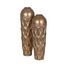 JARRÓN ORO METAL DECORACIÓN 25 X 25 X 75 CM JARRÓN ORO METAL DECORACIÓN 25 X 25 X 75 CM