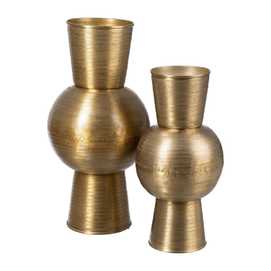 JARRÓN ORO VIEJO METAL DECORACIÓN 20,30 X 20,30 X 41,90 CM