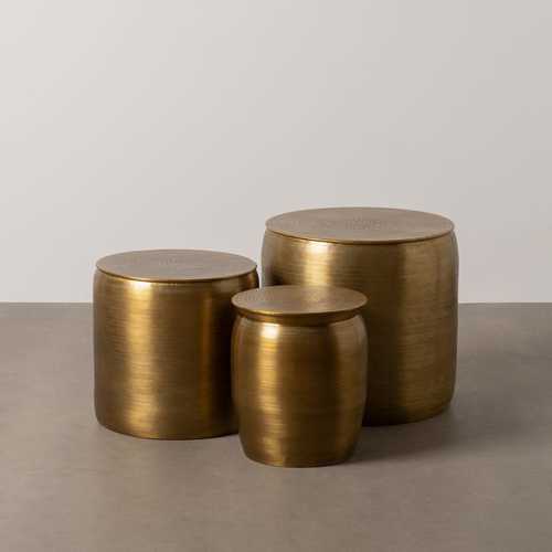 S/3 MESA AUXILIAR ORO VIEJO METAL 55,90 X 55,90 X 52 CM