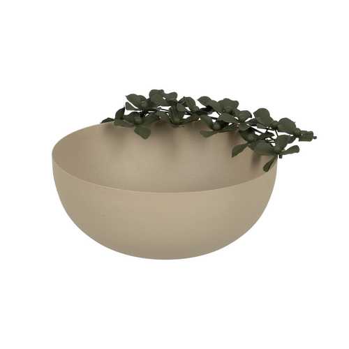 CENTRO MESA FLORES BEIGE-VERDE METAL 25 X 25 X 11 CM