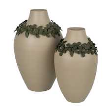 JARRÓN FLORES BEIGE-VERDE METAL 30 X 30 X 53 CM JARRÓN FLORES BEIGE-VERDE METAL 30 X 30 X 53 CM