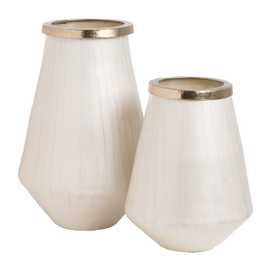 JARRÓN BLANCO METAL-CRISTAL DECORACIÓN 25 X 25 X 39 CM