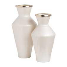 JARRÓN BLANCO METAL-CRISTAL DECORACIÓN 28 X 28 X 57 CM JARRÓN BLANCO METAL-CRISTAL DECORACIÓN 28 X 28 X 57 CM