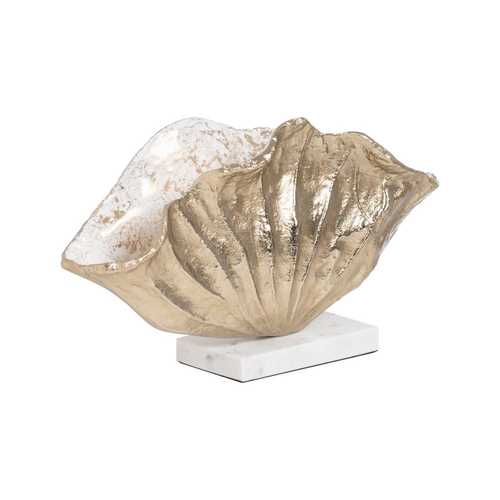 CENTRO MESA BLANCO-CHAMPÁN METAL-MÁRMOL 33 X 18 X 18 CM