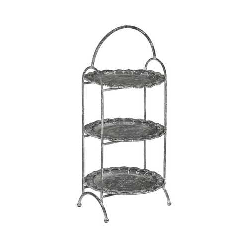 BANDEJA TRIPLE GRIS METAL DECORACIÓN 26,50 X 26 X 58 CM
