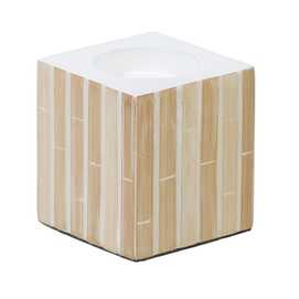 PORTAVELAS BEIGE BAMBÚ / "MDF" 10,50 X 10,50 X 10,50 CM