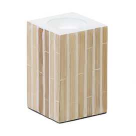 PORTAVELAS BEIGE BAMBÚ / "MDF" 10,50 X 10,50 X 16 CM