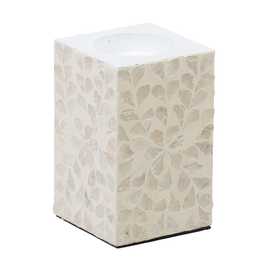 PORTAVELAS BEIGE NÁCAR-MDF DECORACIÓN 10,50 X 10,50 X 16 CM