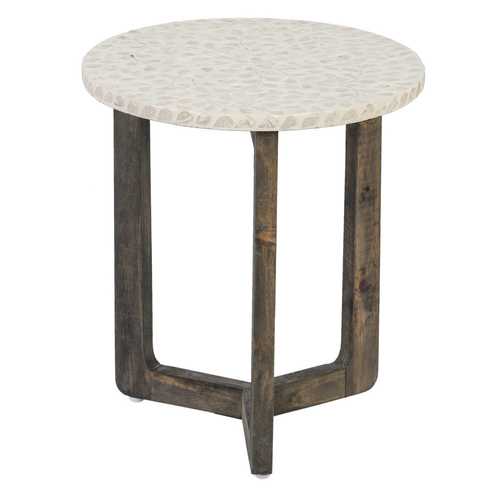 MESA AUXILIAR BEIGE-MARRÓN NÁCAR-MDF 40 X 40 X 45 CM