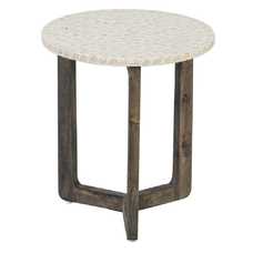 MESA AUXILIAR BEIGE-MARRÓN NÁCAR-MDF 40 X 40 X 45 CM