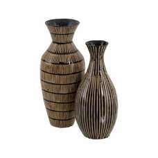 JARRÓN NATURAL-NEGRO BAMBÚ DECORACIÓN 22 X 22 X 52 CM JARRÓN NATURAL-NEGRO BAMBÚ DECORACIÓN 22 X 22 X 52 CM