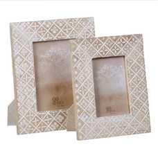 PORTAFOTOS BLANCO ROZADO MADERA 18,50 X 2 X 23,50 CM PORTAFOTOS BLANCO ROZADO MADERA 18,50 X 2 X 23,50 CM