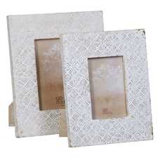 PORTAFOTOS 10X15 BLANCO ROZADO MADERA 20,50 X 1,50 X 25 CM