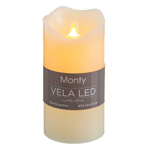 VELA CERA LED MOVIMIENTO CREMA 7,50 X 15 CM