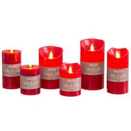VELA CERA LED ROJO 7 X 9 CM