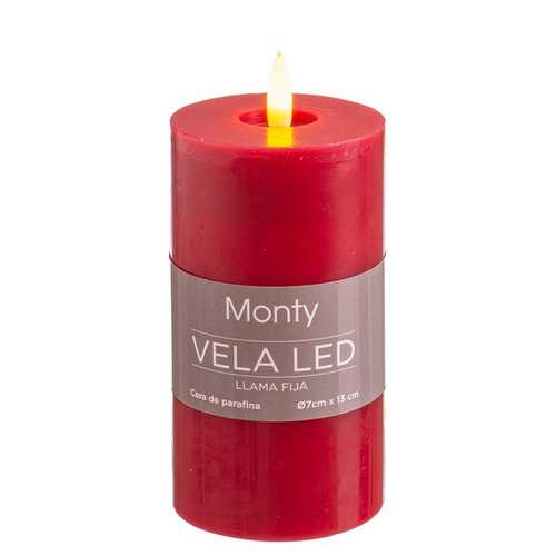 VELA CERA LED ROJO 7 X 13 CM