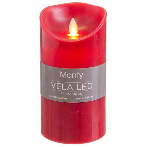 VELA CERA LED MOVIMIENTO ROJO 9 X 17 CM