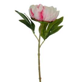 FLOR ROSA-BLANCO PVC JARDÍN 35 CM