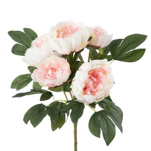 RAMO 5 FLORES ROSA-BLANCO PVC JARDÍN 46 CM