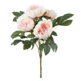 RAMO 5 FLORES ROSA-BLANCO PVC JARDÍN 46 CM