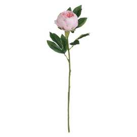 FLOR PEONÍA ROSA POLIÉSTER-POLIETILENO 66 CM