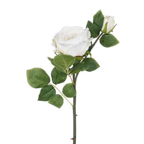 FLOR ROSA BLANCO PVC-TEJIDO DECORACIÓN 69 CM