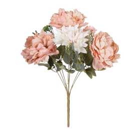 BOUQUET MIXTO ROSA PVC-TEJIDO DECORACIÓN 41 CM