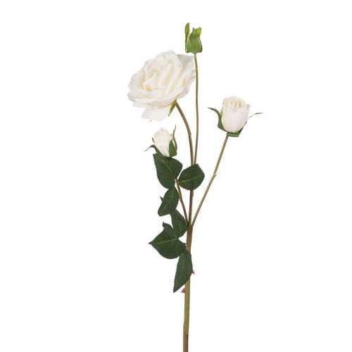 FLOR ROSA BLANCO PVC-TEJIDO DECORACIÓN 68 CM