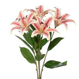 FLOR LIRIO ROSA GOMA DECORACIÓN 58 CM